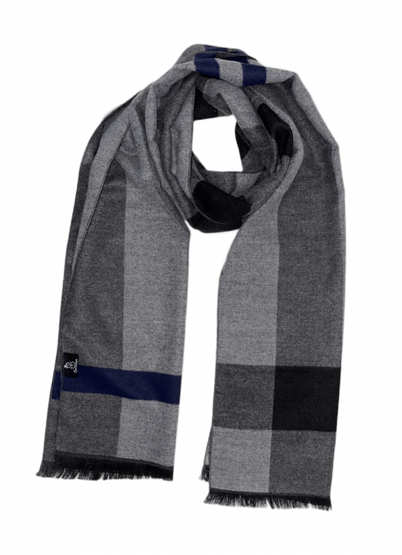 Gray with Black and Blue Lines Scarf